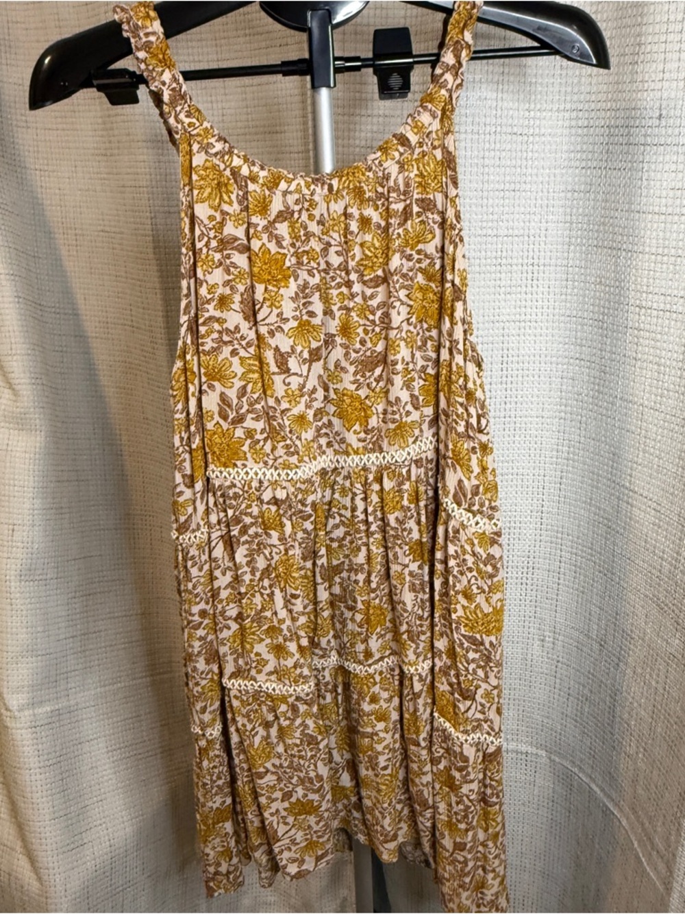 Lucky Brand Yellow Floral Tiered Sun Dress